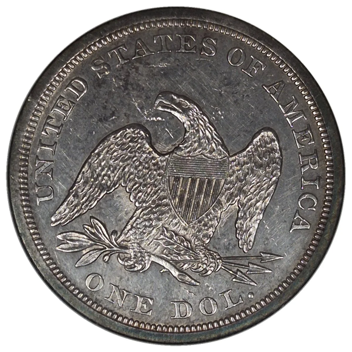 1844-$1-Liberty-Seated-Dollar-#1---Osburn-Cushing-1,-R2